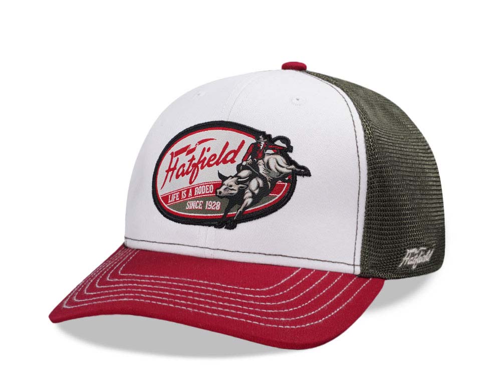 Hatfield Bull White Dark Green Trucker Snapback Casquette