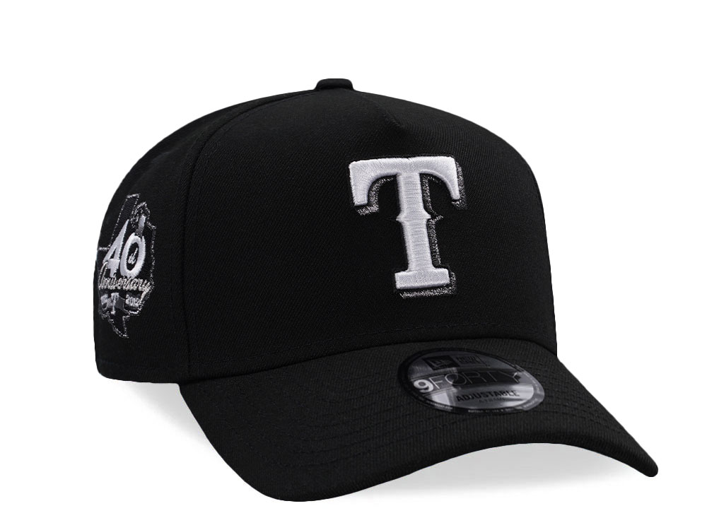 New Era Texas Rangers 40th Anniversary Black Prime Edition 9Forty A Frame Snapback Casquette