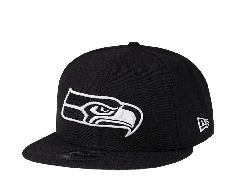 New Era Seattle Seahawks Black & White Snapback 9Fifty Casquette