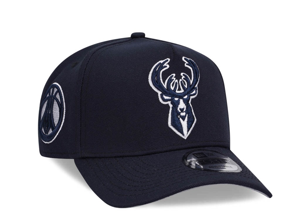 New Era Milwaukee Bucks Navy Classic Edition 9Forty A Frame Snapback Casquette