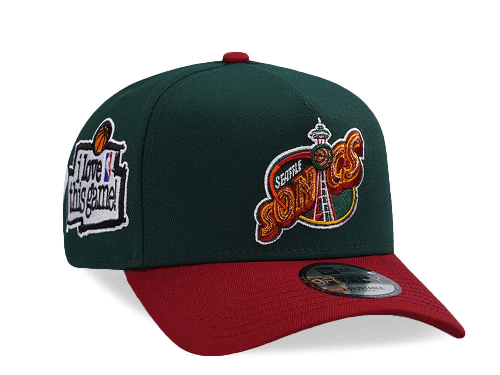 New Era Seattle Supersonics Love this Game Dark Green Two Tone Edition 9Forty A Frame Snapback Casquette