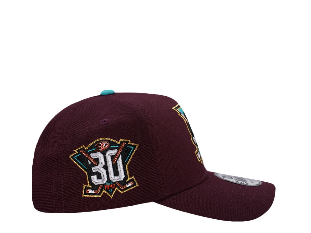 New Era Anaheim Ducks 30th Anniversary Maroon Prime Edition 9Forty A Frame Snapback Casquette