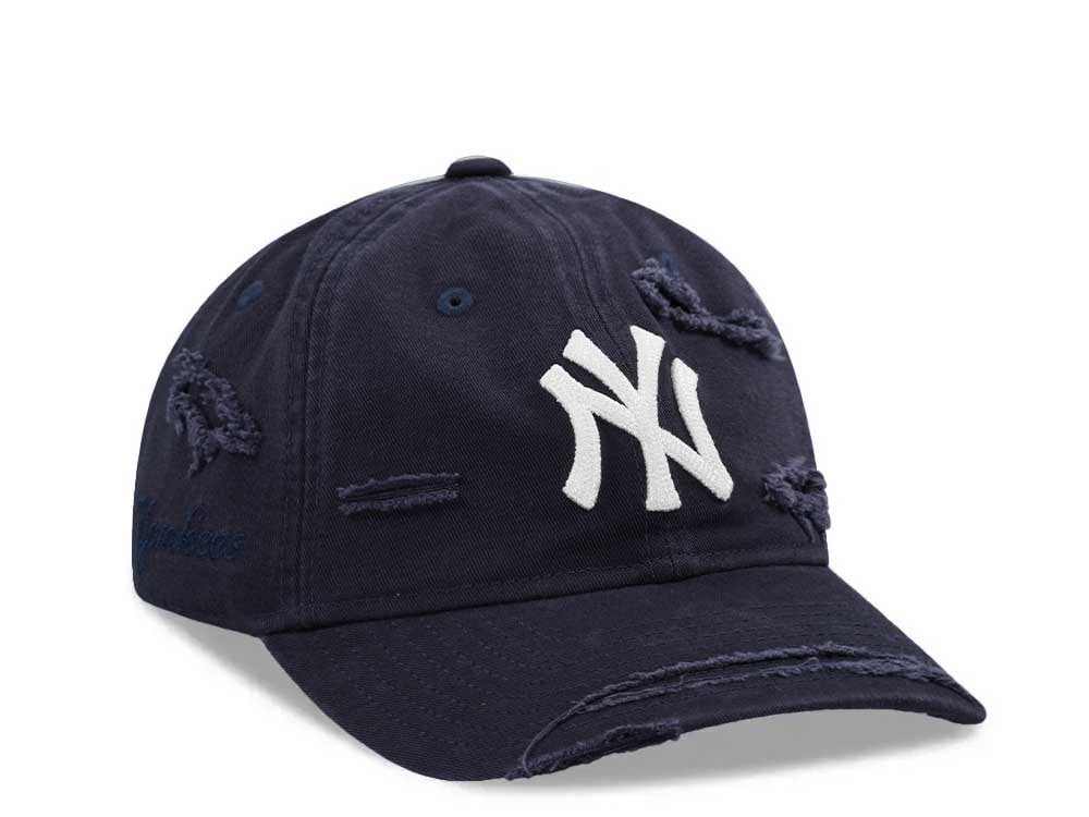 New Era New York Yankees Navy Washed Distress 9Twenty Strapback Casquette