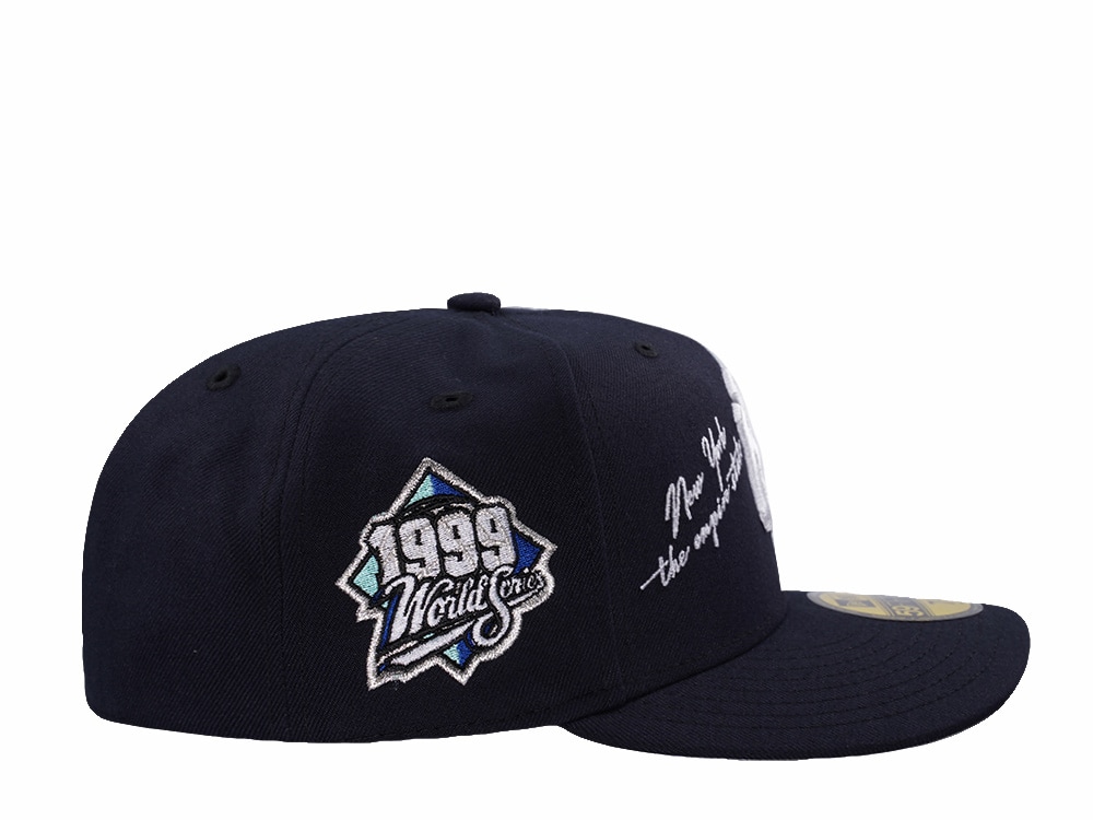 New Era New York Yankees World Series 1999 Script Navy Prime Edition Pre Curved 59Fifty Fitted Casquette