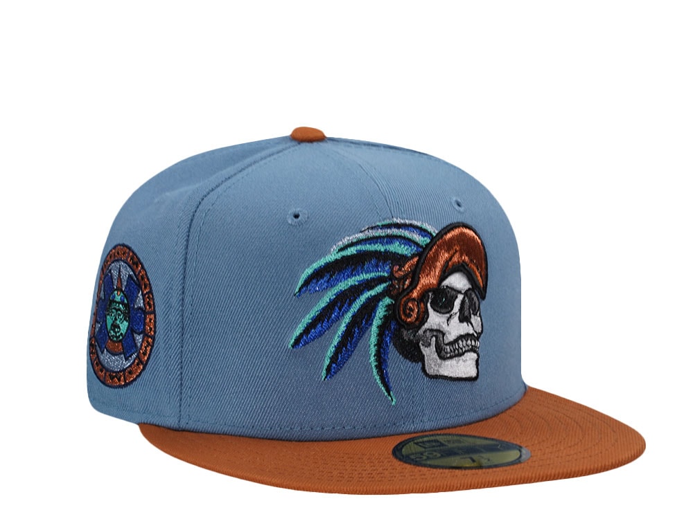 New Era Mexico Aztec Skull Warrior Sky Blue Two Tone Edition 59Fifty Fitted Casquette