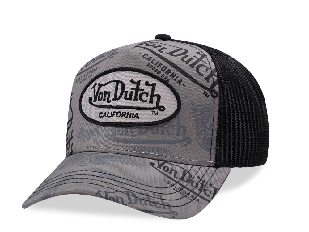 Von Dutch Oval Patch Gray Script Edition Trucker Snapback Casquette