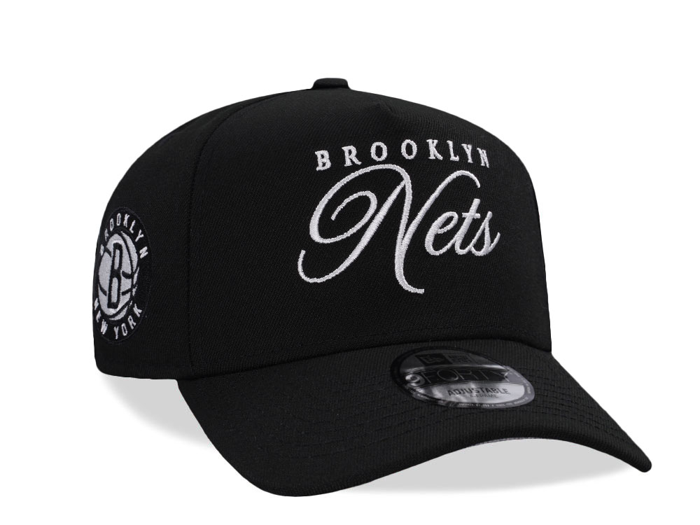 New Era Brooklyn Nets Classic Script Black Prime Edition 9Forty A Frame Snapback Casquette