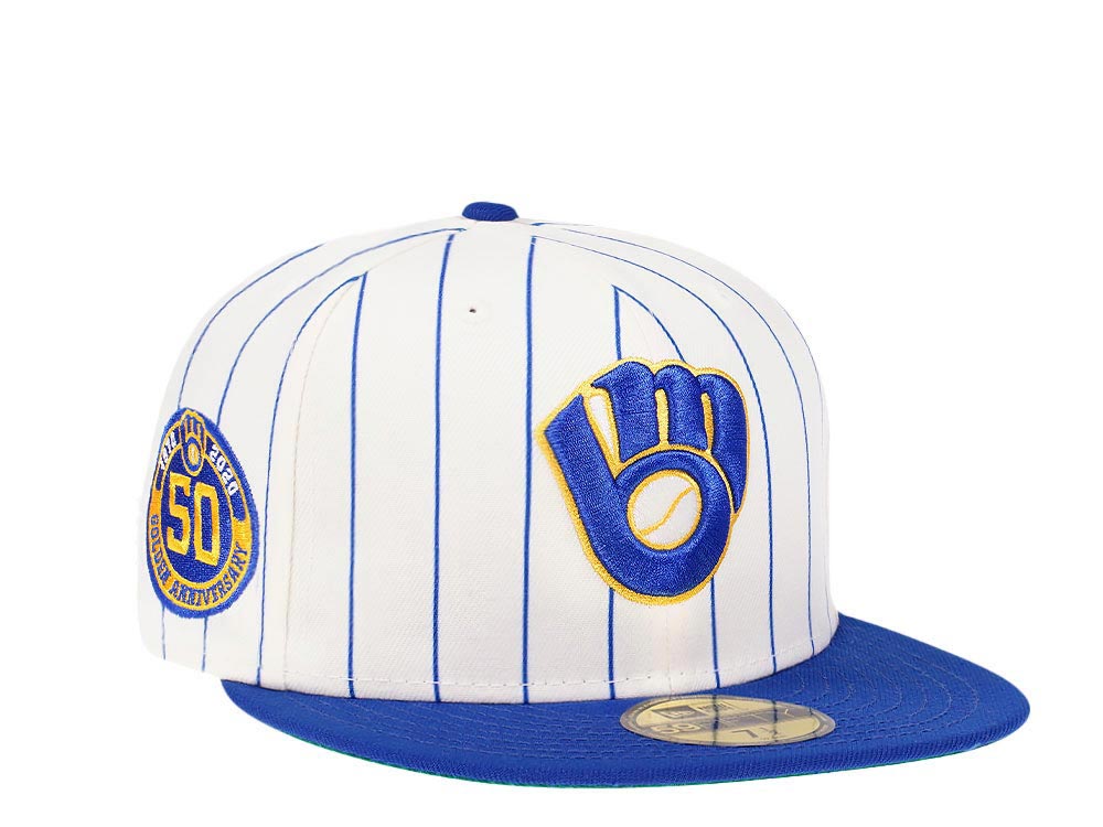 New Era Milwaukee Brewers 50th Anniversary Pinstripe Heroes Elite Edition 59Fifty Fitted Casquette