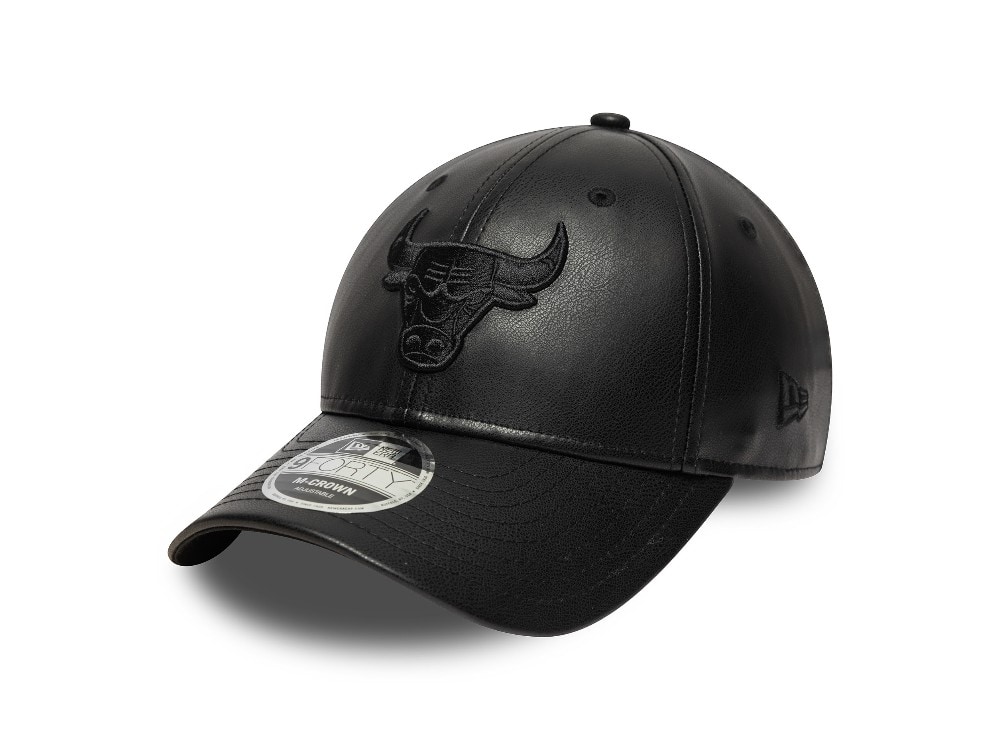 New Era Chicago Bulls Black PU Leather Edition 9Forty M Crown Snapback Casquette