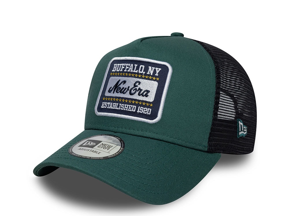 New Era Patch Dark Green 9Forty A Frame Trucker Snapback Casquette