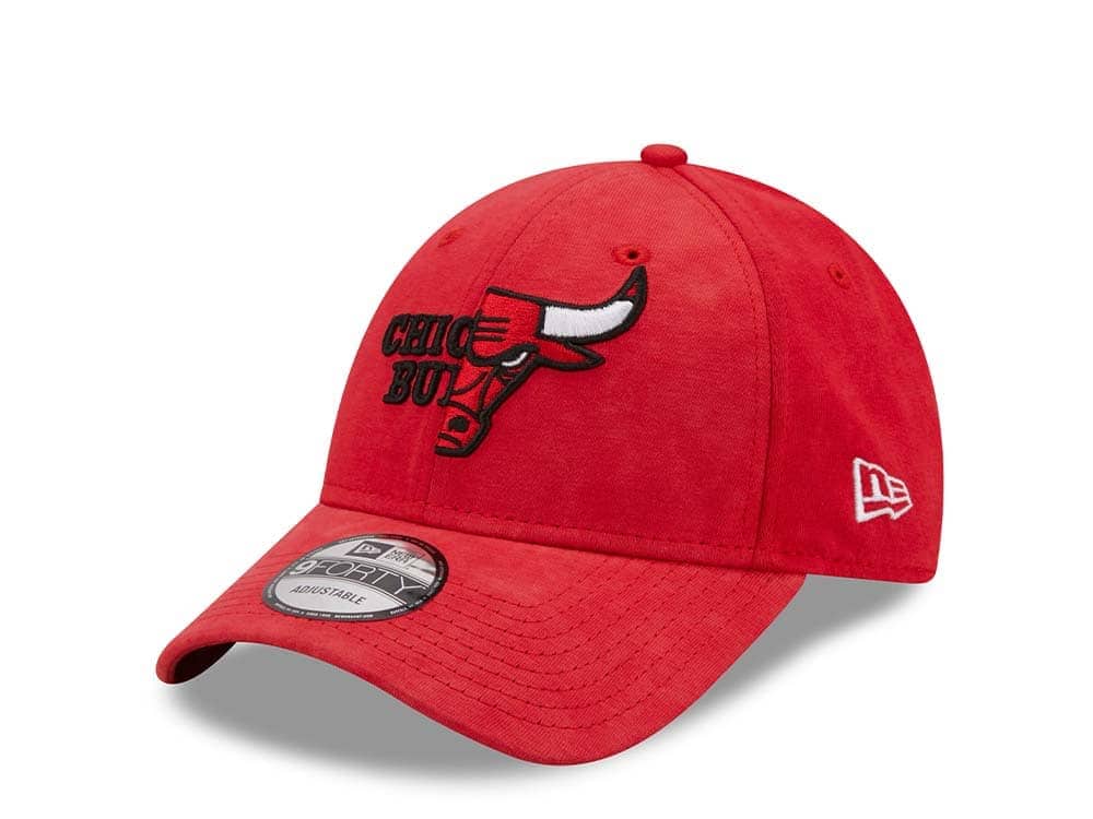 New Era Chicago Bulls Washed Pack Red Adjustable 9Forty Strapback Casquette