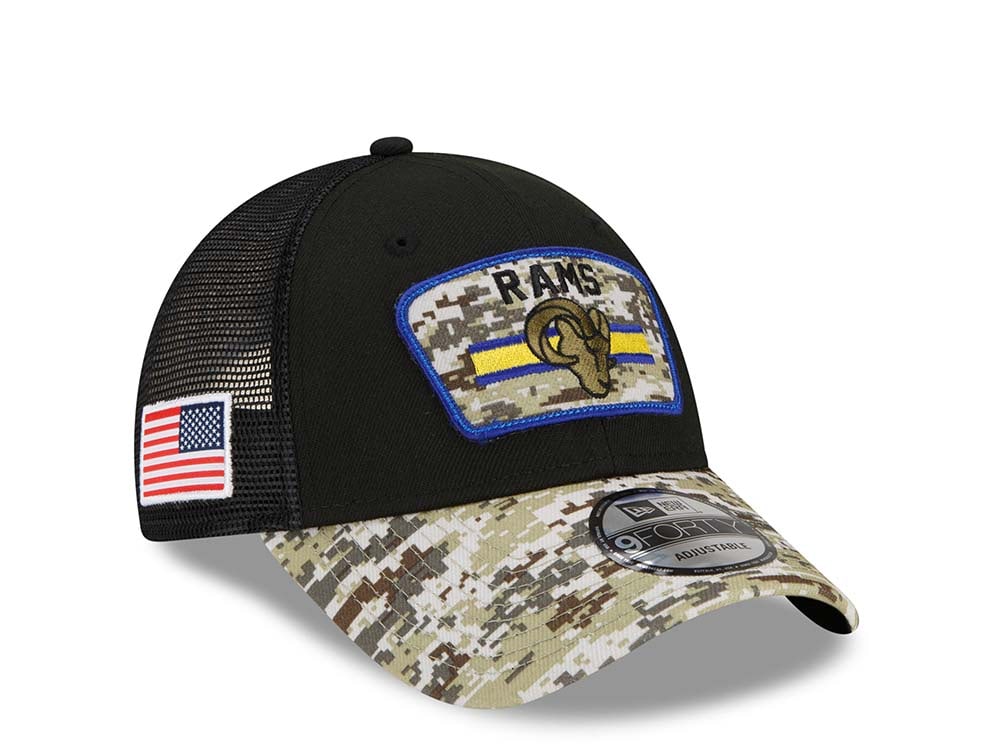 New Era Los Angeles Rams Salute to Service 21 9Forty Trucker Snapback Casquette