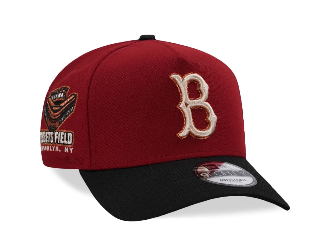 New Era Brooklyn Dodgers Ebbets Field Maroon Two Tone Edition 9Forty A Frame Snapback Casquette