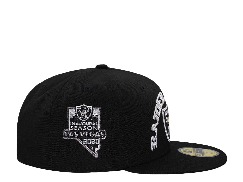 New Era Las Vegas Raiders Inaugural Season 2020 Script Black Prime Edition 59Fifty Fitted Casquette