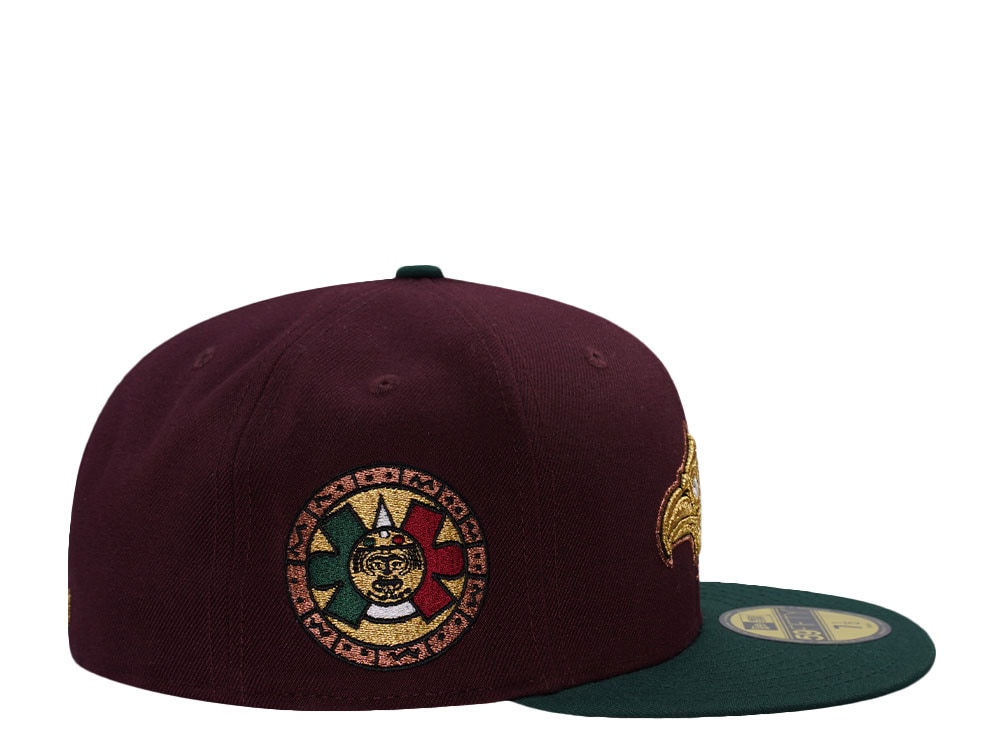 New Era Mexico Aztec Warrior Mask Maroon Edition 59Fifty Fitted Casquette