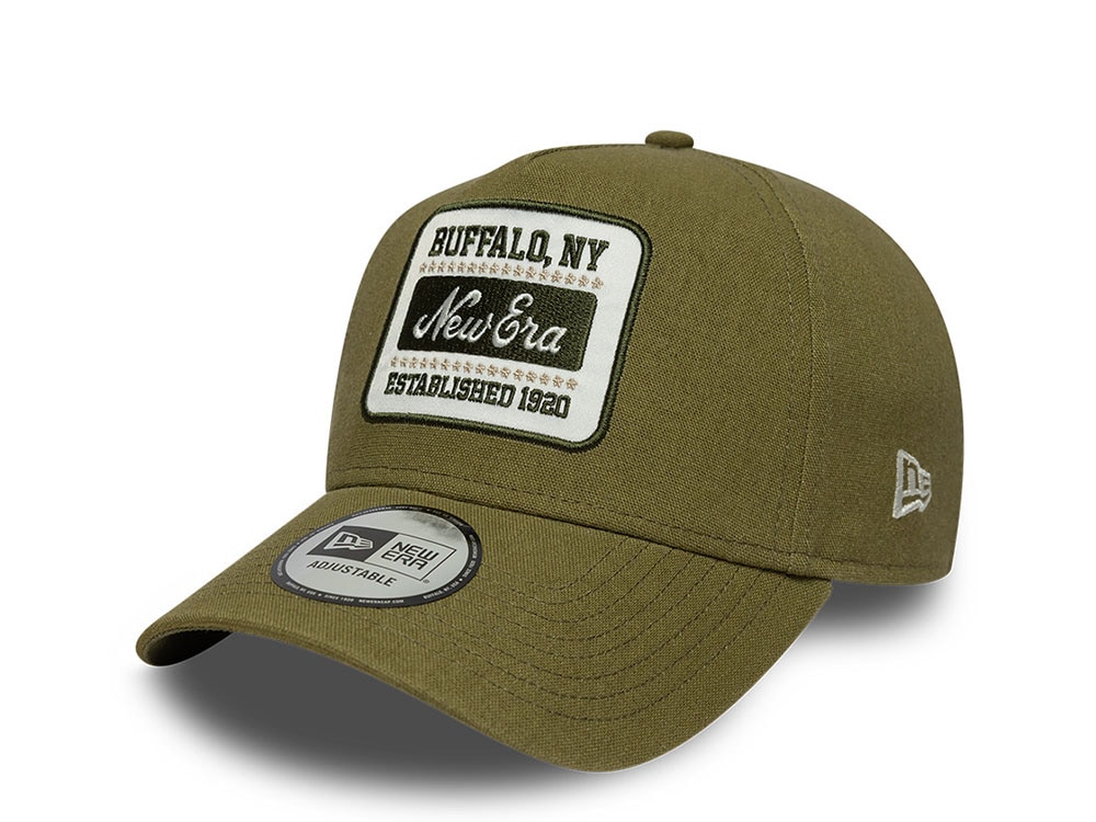 New Era Patch Olive Linen 9Forty E Frame Snapback Casquette