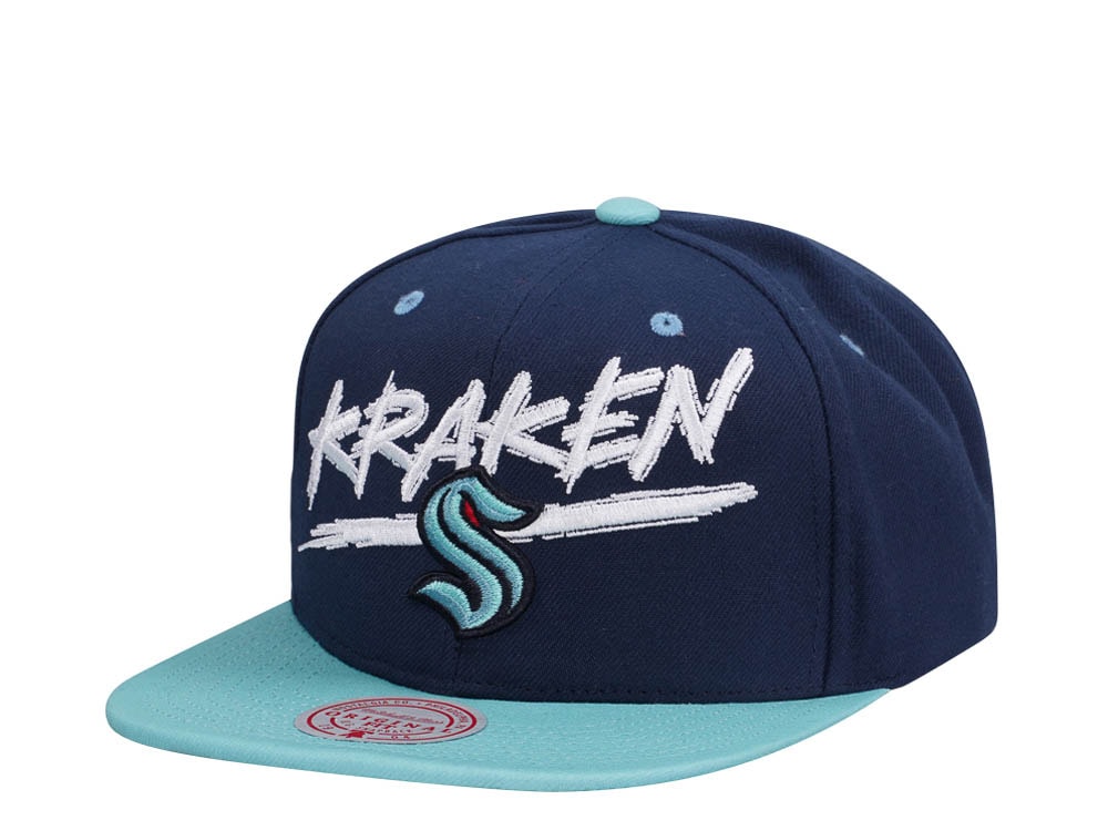 Mitchell & Ness Seattle Kraken Transcript Two Tone Snapback Casquette