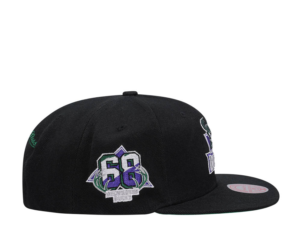 Mitchell & Ness Milwaukee Bucks NBA Black Side Jam Throwback Edition Snapback Casquette