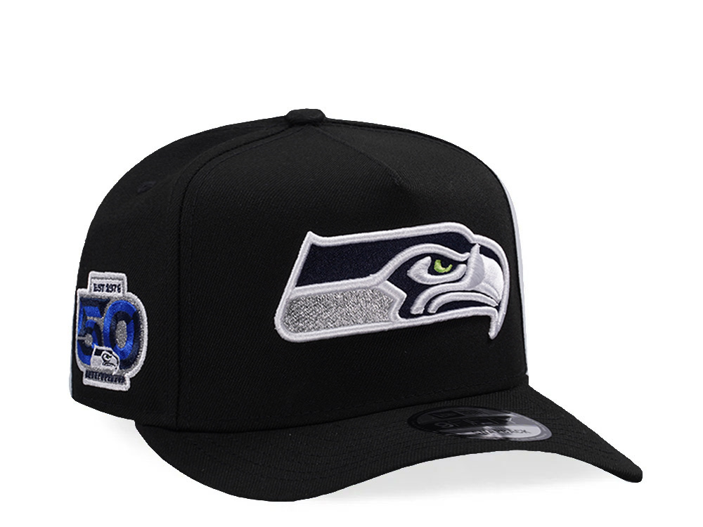 New Era Seattle Seahawks 50th Anniversary Black Prime Edition 9Fifty A Frame Snapback Casquette