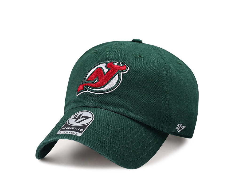 47Brand New Jersey Devils Vintage Dark Green Clean up Strapback Casquette