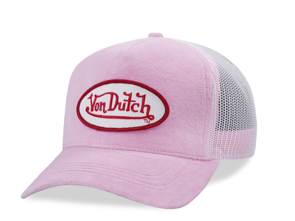 Von Dutch Oval Patch Pink Velour Edition Trucker Snapback Casquette