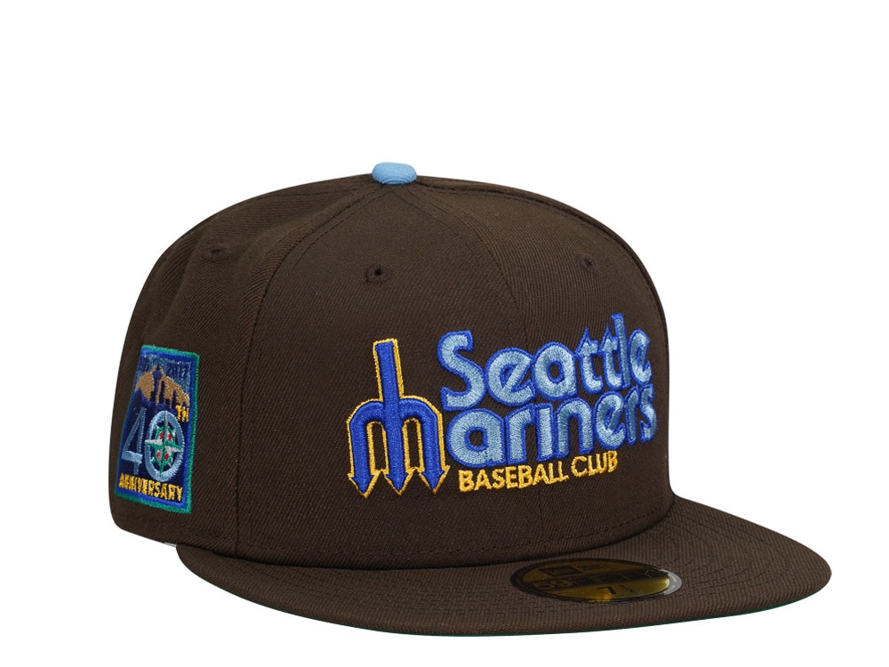 New Era Seattle Mariners 40th Anniversary Chocolate Script Throwback Edition 59Fifty Fitted Casquette
