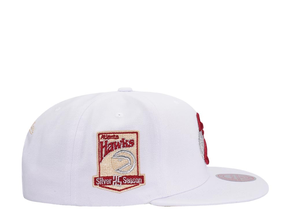 Mitchell & Ness Atlanta Hawks 25th Anniversary Winter White Hardwood Classic Snapback Casquette