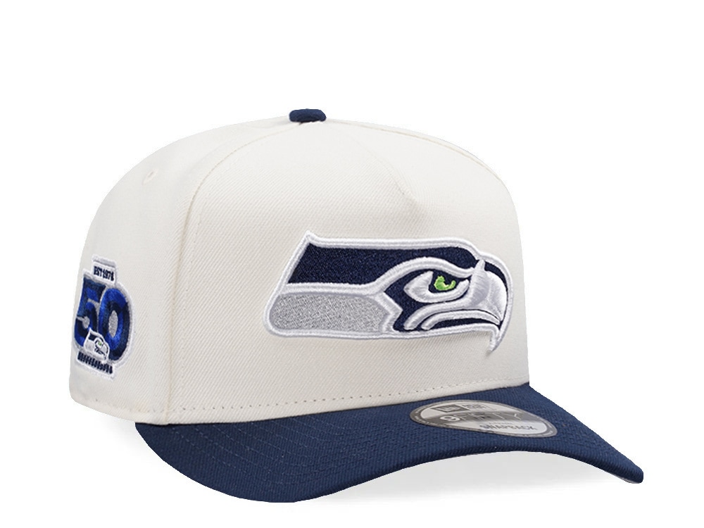 New Era Seattle Seahawks 50th Anniversary Chrome Two Tone Edition 9Fifty A Frame Snapback Casquette