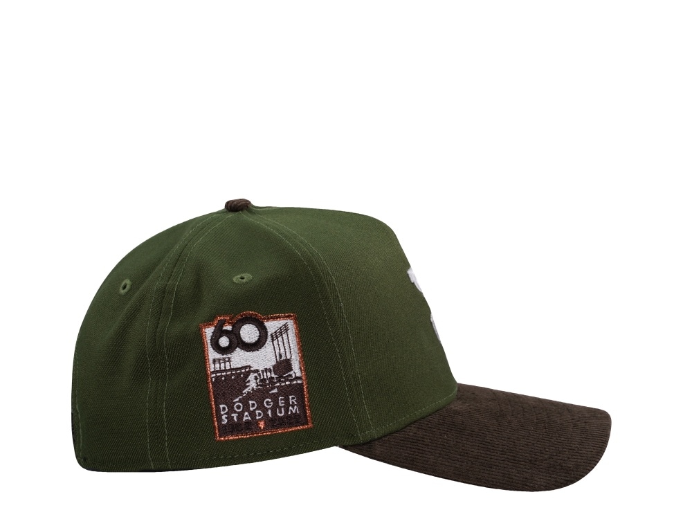 New Era Los Angeles Dodgers Dodger Stadium 60th Anniversary Rifle Green Walnut Corduroy Two Tone Edition 9Forty A Frame Snapback Casquette