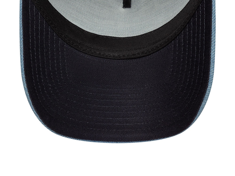 New Era Navy Denim Leather Patch 9Forty A Frame Trucker Snapback Casquette