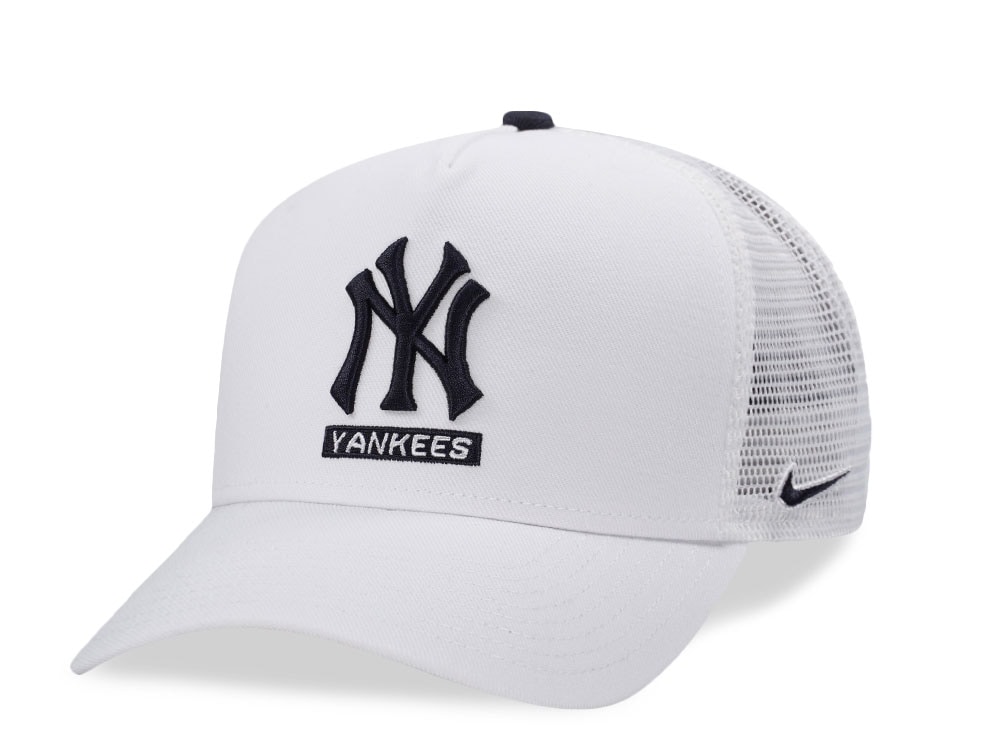 Nike New York Yankees Primetime Dri-Fit Rise White Edition Trucker Snapback Casquette