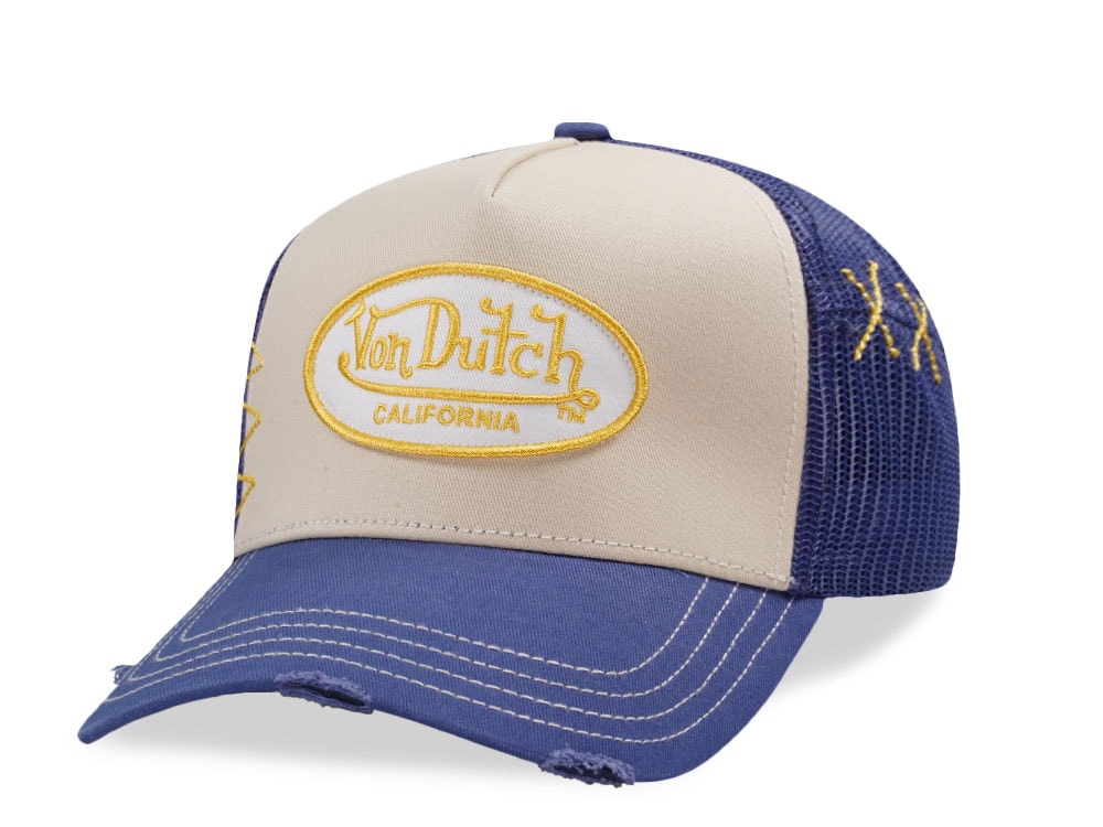 Von Dutch Oval Patch Distressed Two Tone Trucker Snapback Casquette