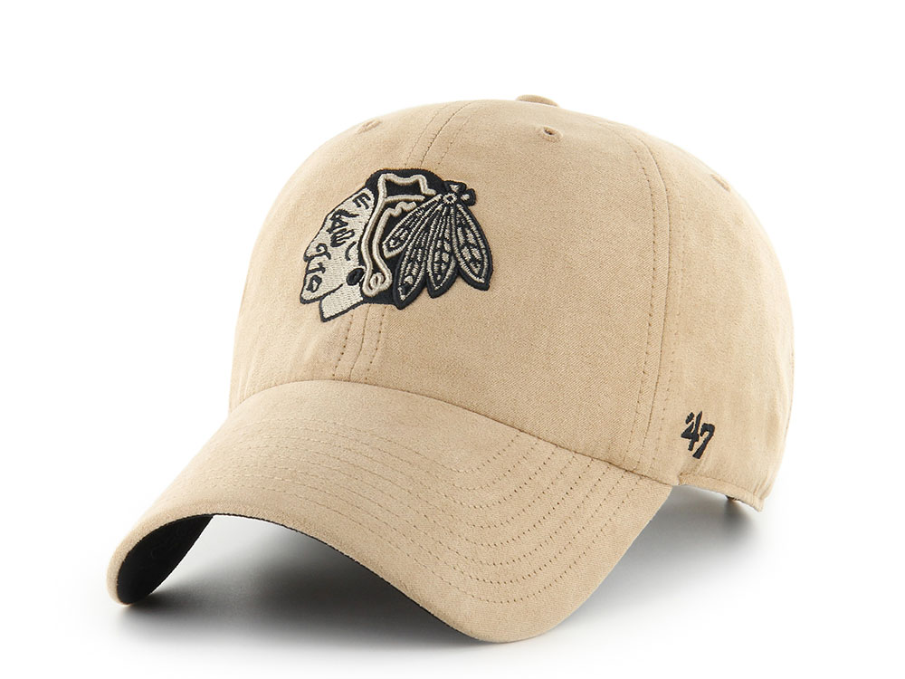 47Brand Chicago Blackhawks Khaki Ballpark Suede Edition Clean Up Strapback Casquette