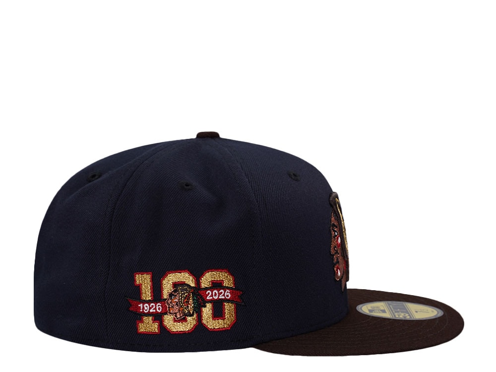 New Era Chicago Blackhawks 100th Anniversary Navy Two Tone Edition 59Fifty Fitted Casquette