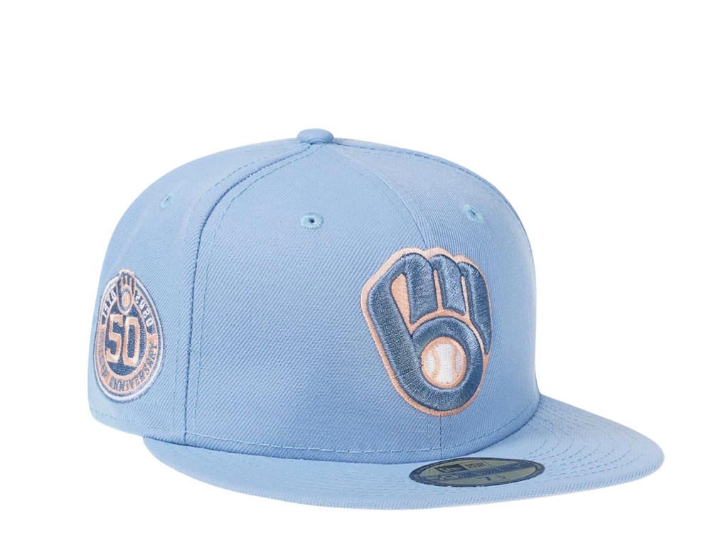 New Era Milwaukee Brewers 50th Anniversary Summer Sky Peach Edition 59Fifty Fitted Casquette