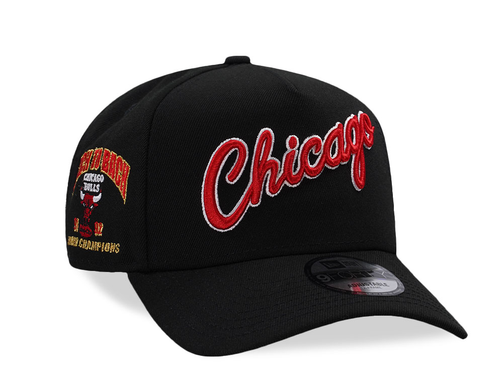 New Era Chicago Bulls Back To Back World Champions Black Prime Edition 9Forty A Frame Snapback Casquette