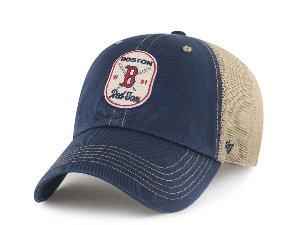 47 Brand Boston Red Sox Cross Patch Navy Trucker Clean Up Snapback Casquette