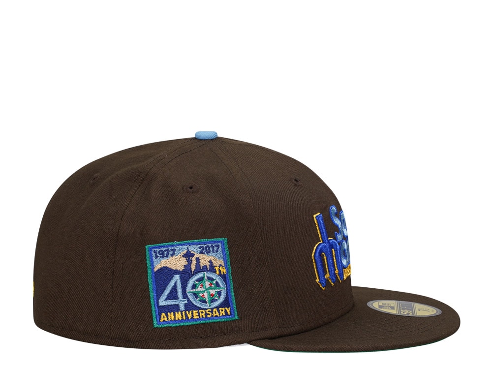 New Era Seattle Mariners 40th Anniversary Chocolate Script Throwback Edition 59Fifty Fitted Casquette