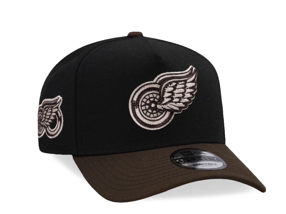 New Era Detroit Red Wings 100th Anniversary Black Two Tone Edition 9Forty A Frame Snapback Casquette