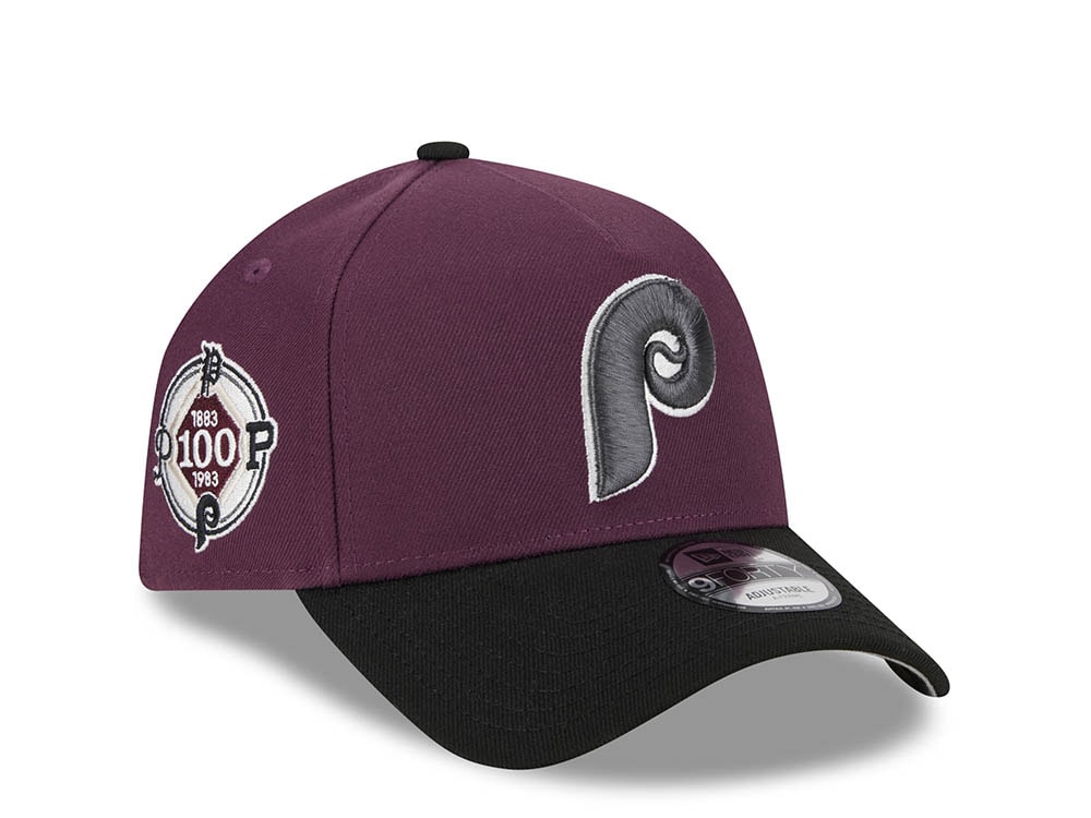 New Era Philadelphia Phillies 100th Anniversary Two Tone Plum 9Forty A Frame Snapback Casquette