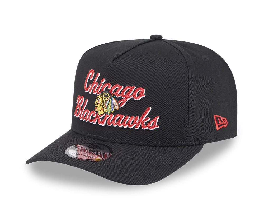 New Era Chicago Blackhawks Chainstitch Black 9Fifty A Frame Snapback Casquette
