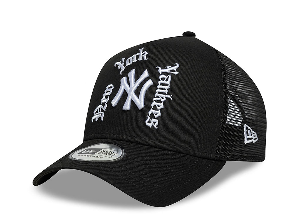 New Era New York Yankees Wordmark Black Prime Edition 9Forty A Frame Trucker Snapback Casquette