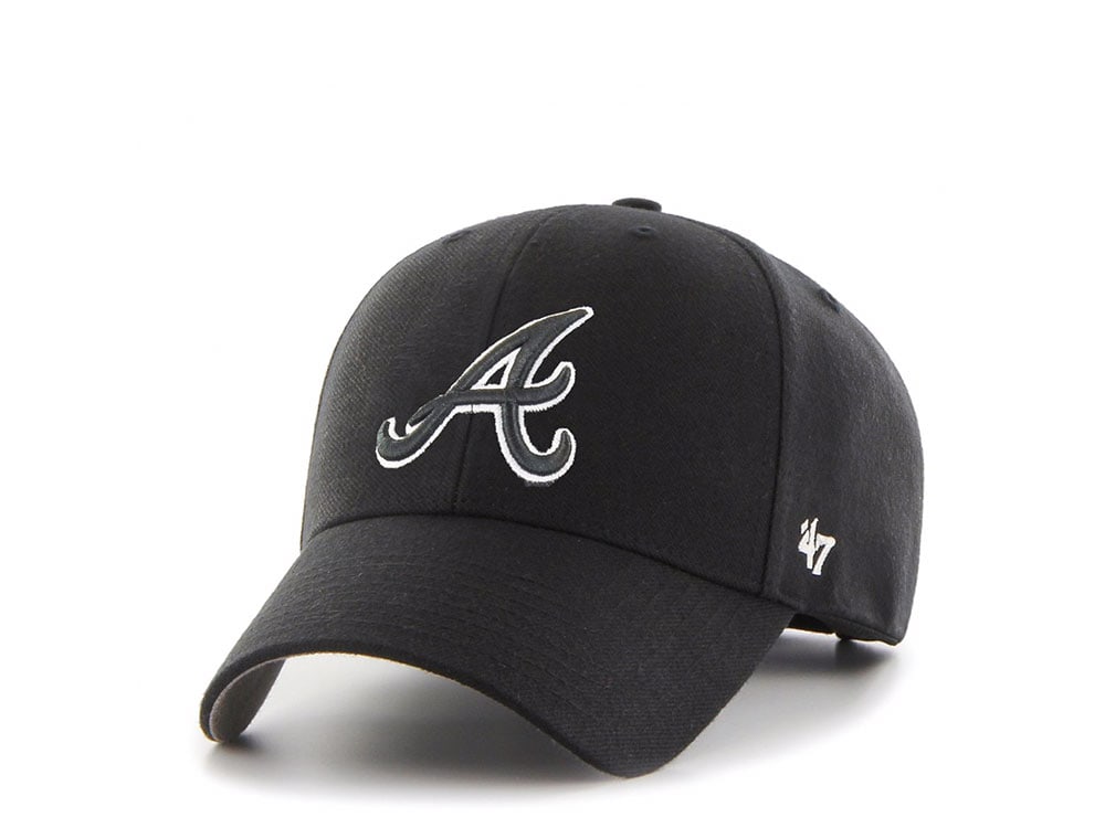 47Brand Atlanta Braves White on Black Classic Snapback Casquette