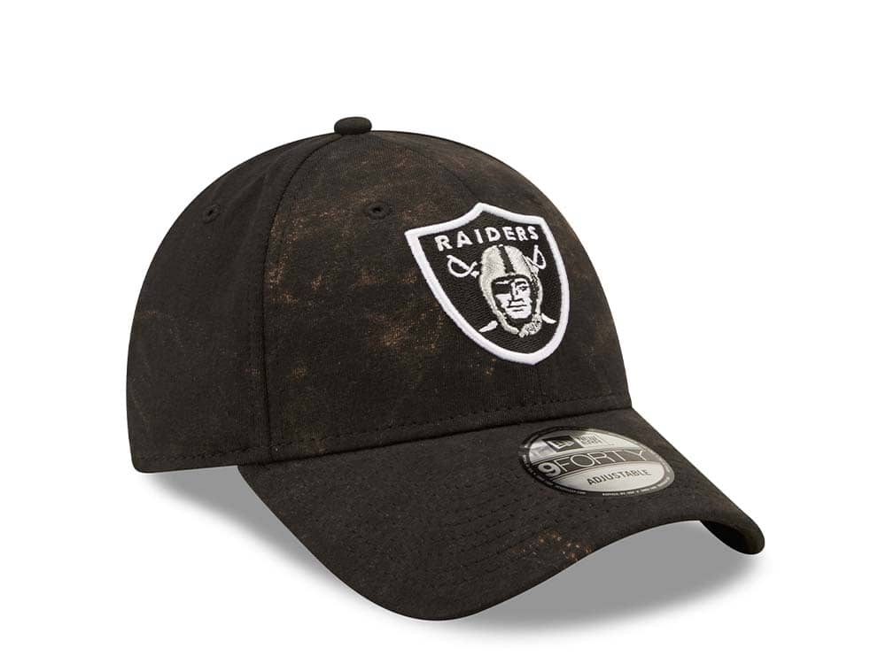New Era Las Vegas Raiders Washed Pack Black Adjustable 9Forty Strapback Casquette