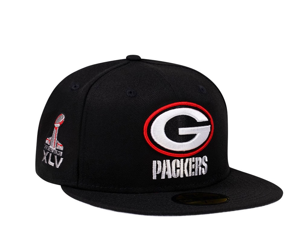 New Era Green Bay Packers Super Bowl XLV Black Crimson Collection 59Fifty Fitted Casquette