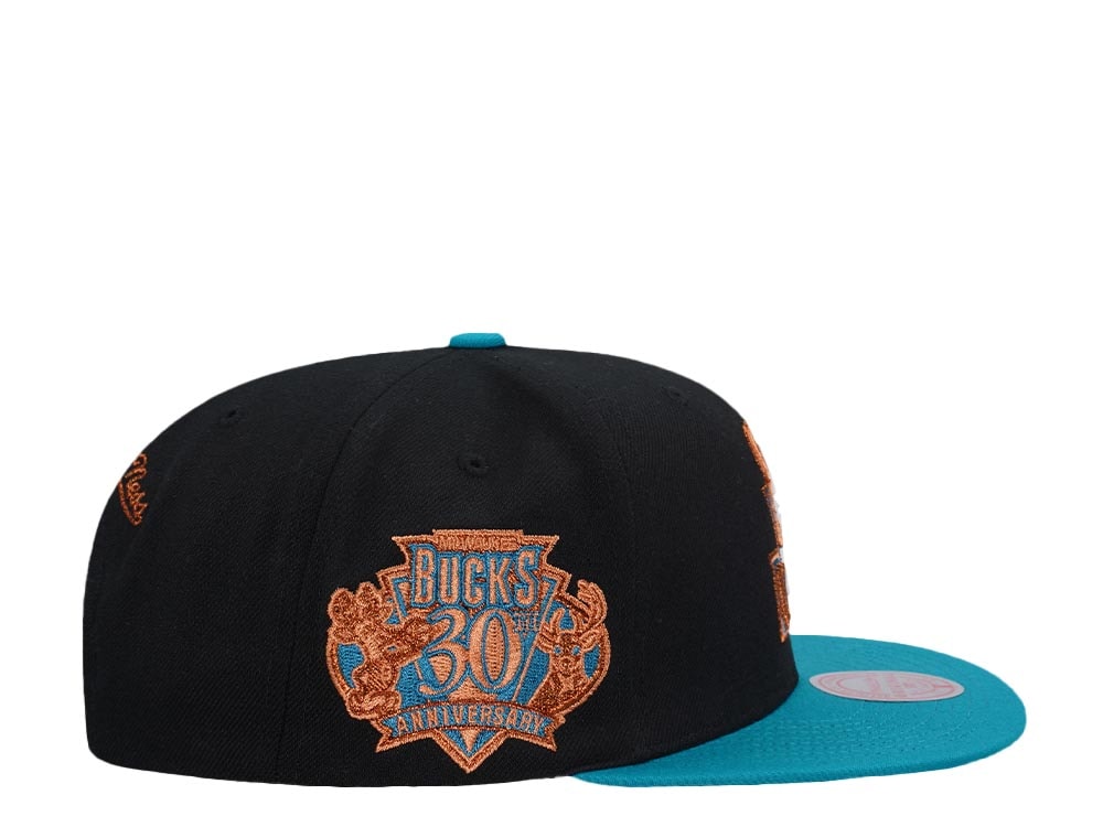 Mitchell & Ness Milwaukee Bucks 30th Anniversary Make Cents Black Two Tone Hardwood Classic Snapback Casquette