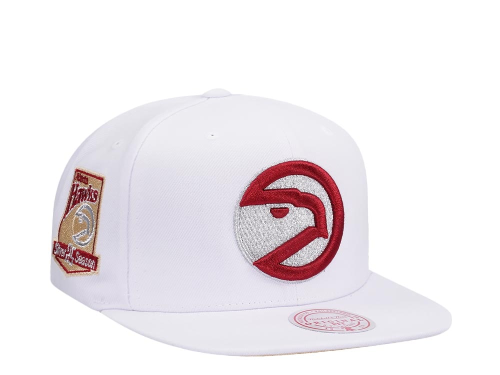 Mitchell & Ness Atlanta Hawks 25th Anniversary Winter White Hardwood Classic Snapback Casquette