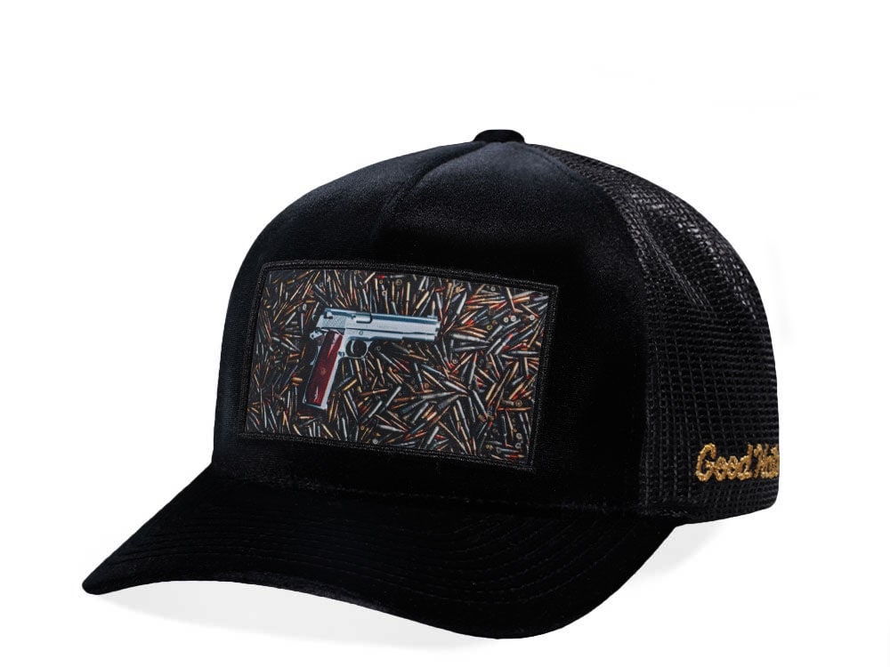 Good Hats Home Defense Black Velour Trucker Snapback Casquette