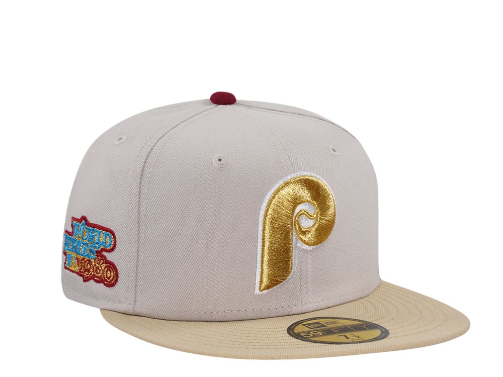 New Era Philadelphia Phillies World Series 1980 Sneaky Stone Gold Two Tone Edition 59Fifty Fitted Casquette