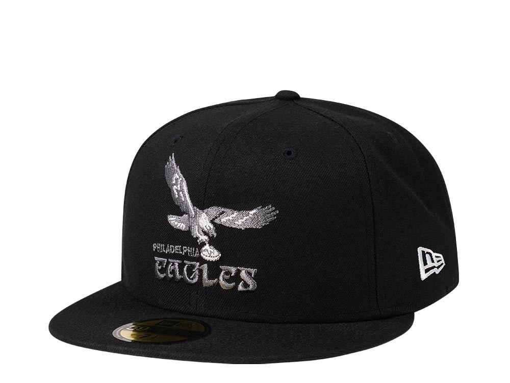 New Era Philadelphia Eagles Throwback Steel Black Edition 59Fifty Fitted Casquette